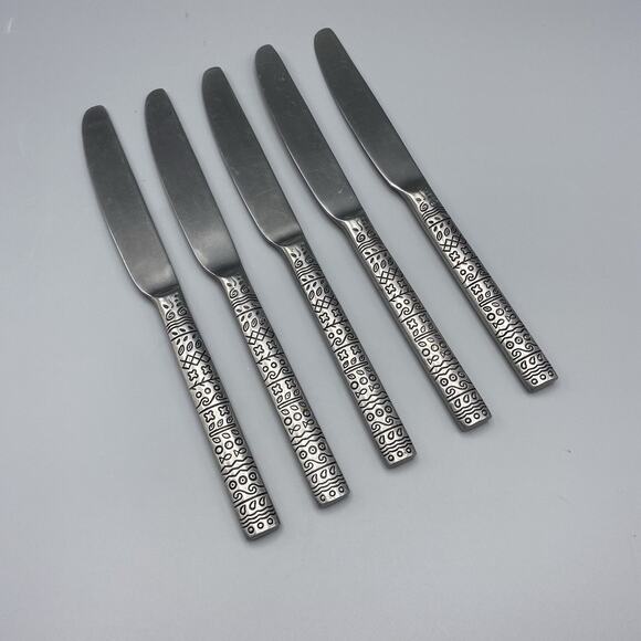 Cambridge SEVILLA‎ 5pcs Dinner Knives Stainless Geometric Flatware 9.25" Oval - Picture 1 of 6